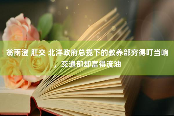 翁雨澄 肛交 北洋政府总揽下的教养部穷得叮当响，交通部却富得流油